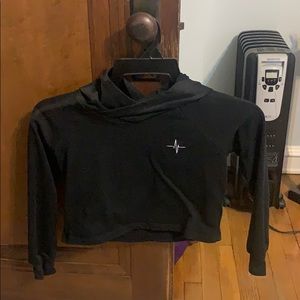 Black Ethos Cropped Workout Hoodie